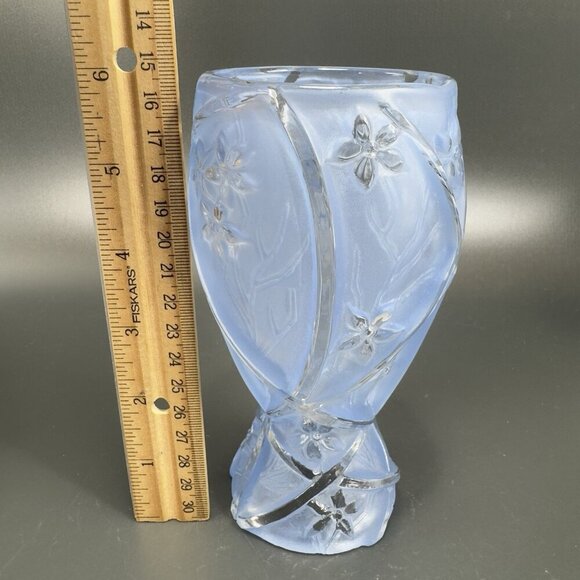 Consolidated Glass Co Line 700 Martele Frosted Blue Goblet Manganese 365nm Set 2 - Picture 9 of 16